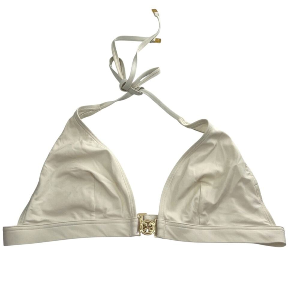 Tory Burch Miller Halter Bikini Top Ivory Sz XL - Picture 3 of 6